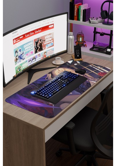 Fischl Genshin Impact Anime Gacha V4 - 90x40 Xxl Gaming Mouse Pad Fare Altlığı