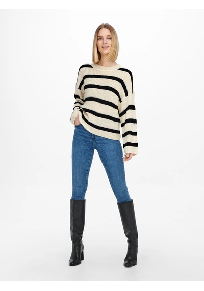 Jdy Jdyjusty L/s Stripe Pullover Kadın Kazak 15264902 Ekru