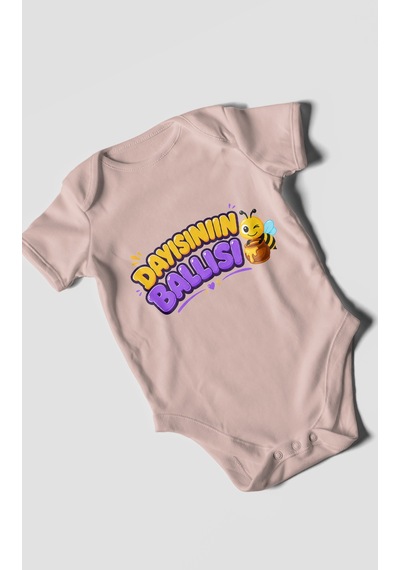 Morivokids Dayısının Ballısı Kısa Kollu Bebek Body %100 Pamuk Pastel Pembe