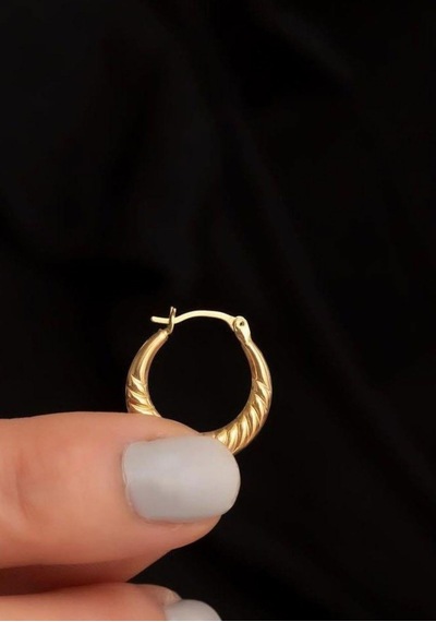 14 Ayar Altın Orta Boy Midye Halkalı Tekli Küpe Sarı Altın