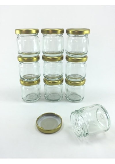 10'lu Çok Amaçlı Düzenleyici Gold Kapaklı Mini Kavanoz Seti 40 Cc