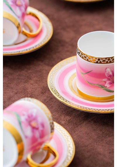 Acar Hxf-06920 Tulip 6lı Kahve Fincan Takımı Gold