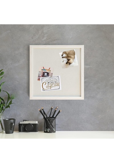 U Brands Rustik Keten Bülten Tahtası, 35,56 Cm X 35,5 Cm, Beyaz Ahşap Stil Çerçeve, Endüstriyel Sınıf Sabitleme Genel