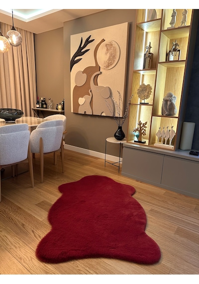 Ultra Soft Bordo Yumuşak Dokulu Peluş Halı Tek Kafa Post