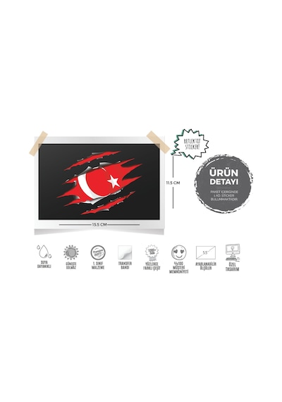 Bay Etiket Rfhlm66 Reflektif Yirtik Metal Desenli Ay Yildiz Etike