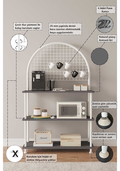 Çevir Kur Çok Amaçlı Kahve Köşesi Dolabı, Mutfak Standı, Mutfak Dolabı, Mutfak Düzenleyici 71 134 35 Antrasit Çevir Kur Çok Amaçlı Kahve Köşesi Dolabı, Mutfak Standı, Mutfak Dolabı, Mutfak Düzenleyici 71 134 35 Antrasit