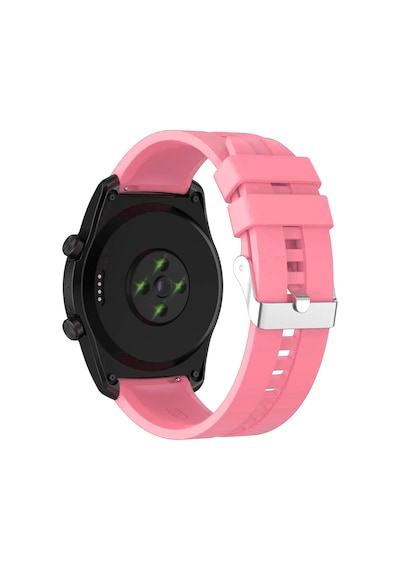 Forzacase Universal 22mm Akıllı Saatler İçin Tokalı Çizgi Desen Silikon Kordon Kayış - Fc369 Pembe