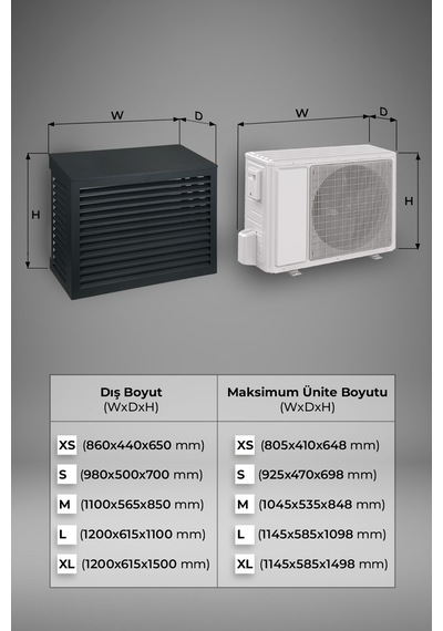 Klima Motoru/dış Ünite Gizleme/koruma Kafesi L 120x62x110 H Açılı Condor Antrasit