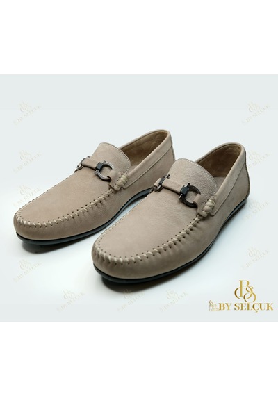 Loafer Nubuk Deri Ayakkabı Bej