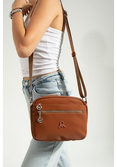 Baginn Kadın Postacı Çanta 23 18 Cm Çapraz Askılı Omuz Çantası Mega Bag Günlük Kullanıma Uygun Taba