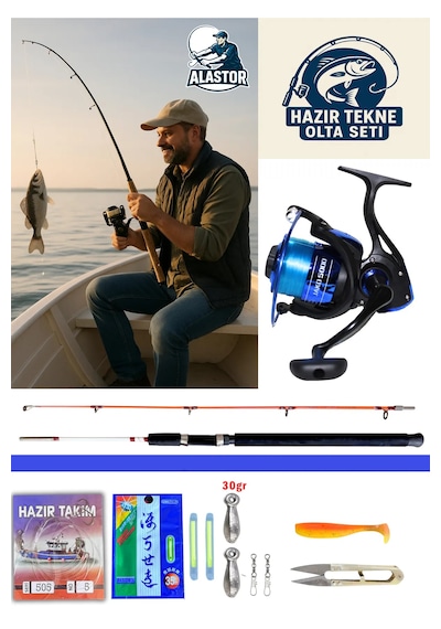 Alastor Hazır Tekne Olta Seti 5000 Lik Makine Ve 150 Cm Olta Kamı