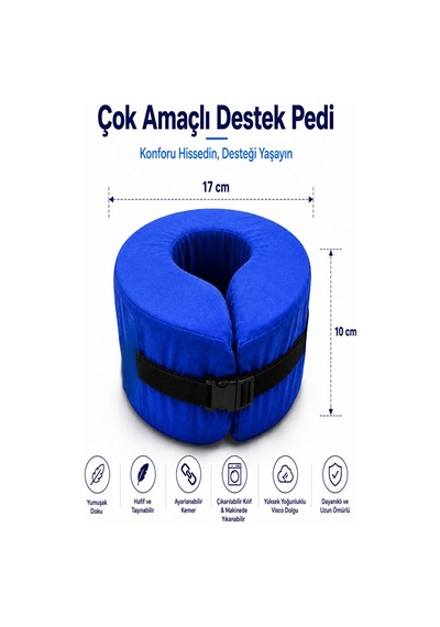 Çok Amaçlı Ayak Ve El Destek Pedi Yatalak Hasta Pozisyonlama Yastığı, Ayarlanabilir Kemerli, Visco
