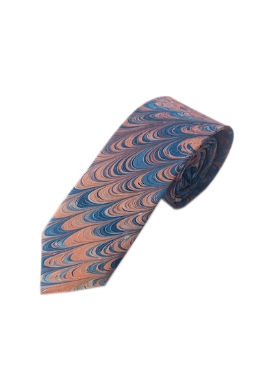 Elifebru Exclusive Handicrafts Ebru Sanatı El Yapımı Turuncu Mavi İpek Kravat Ikr 148 Çok Renkli