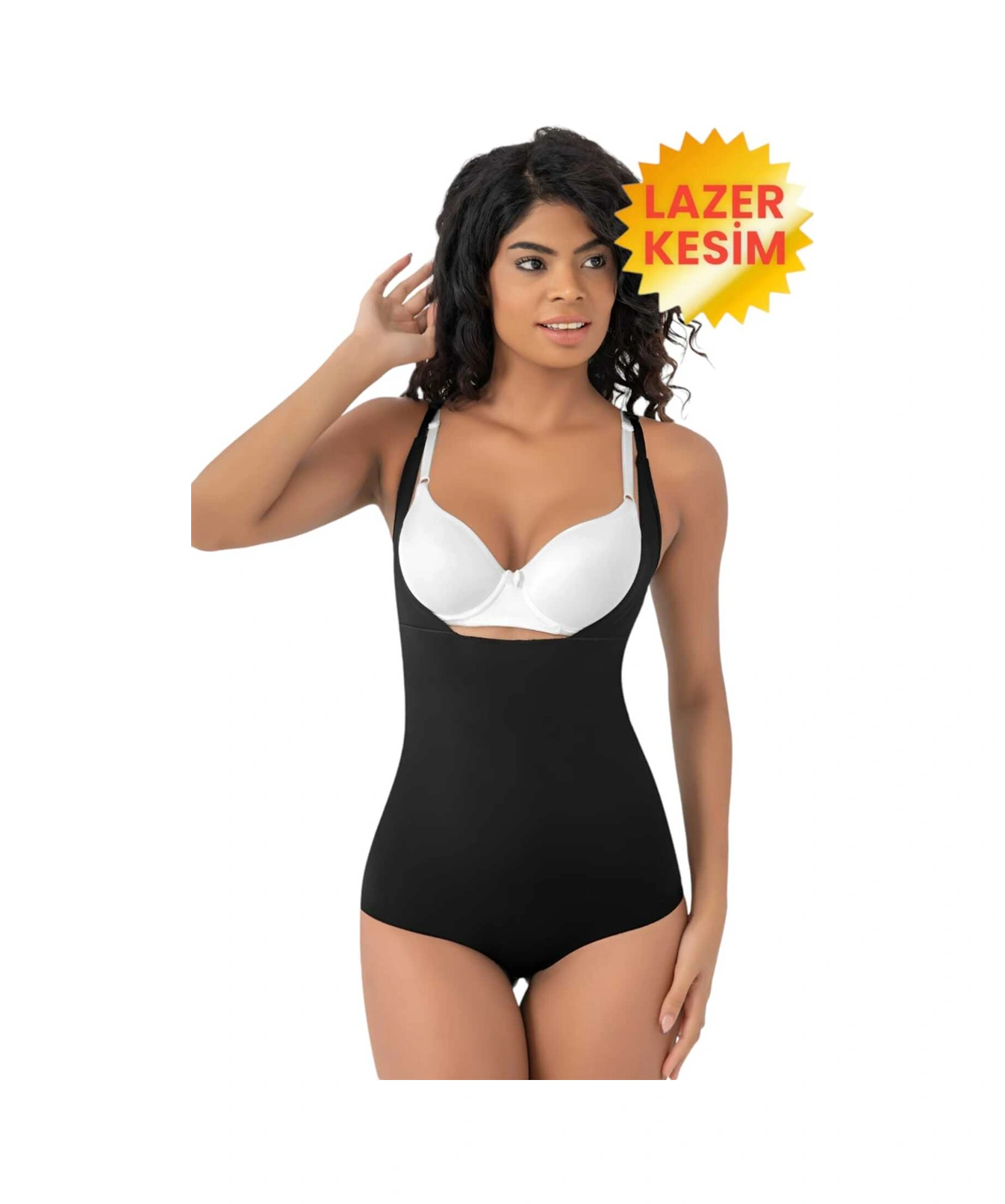 Tezzgelsin Kadın Lazer Kesim İz Yapmaz Göğüs Destekli Askılı Toparlayıcı Body Slip Korse 3'lü Set Siyah