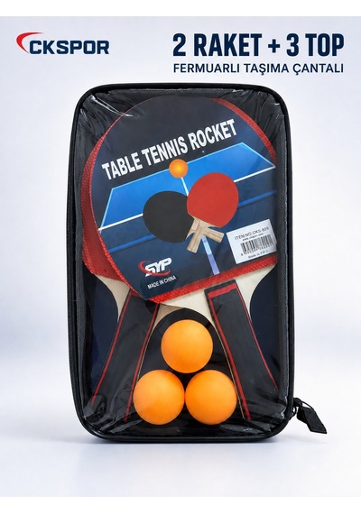 Ckspor 2 Li Masa Tenisi Raketi Seti 3 Top Ve Fermuarlı Taşıma Çantalı Ping Pong Seti