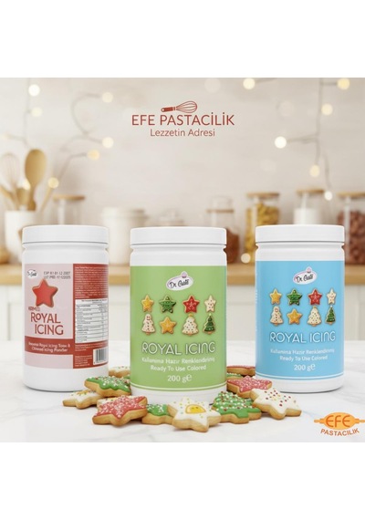 Royal Icing 4 Lü Set 200 Gr Pembe, Yeşil, Kırmızı, Mavi Kurabiye Ve Pasta Dekoru