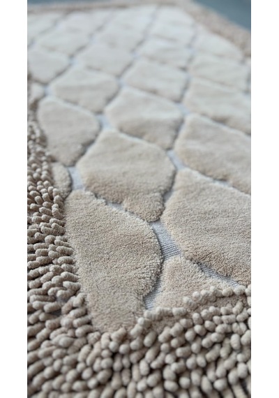 Pamukkent Yumuşacık, Süper Emici 2'li 100% Pamuk Ultra Lüks Banyo Paspası Seti, Cappuccino, 60x100 Cm Çok Renkli