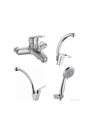 4'lü Mix Lavabo Mutfak Banyo Bataryası + Lüx Duş Seti Krom