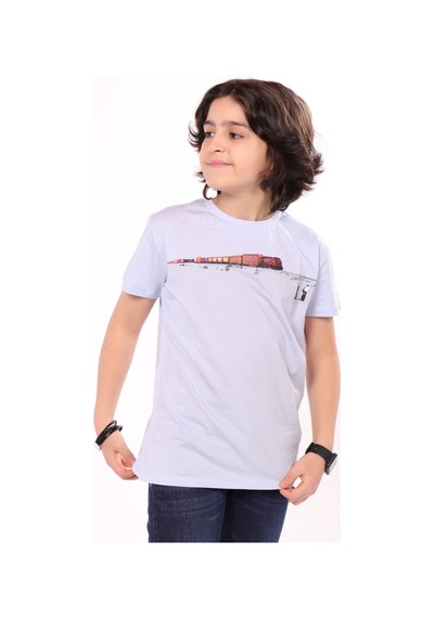 Toontoy Kids Toontoy Erkek Çocuk Tren Baskılı Tişört Mavi