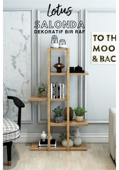 Fida Ahşap Raf Ünitesi 5 Katlı Mutfak Banyo Salon Organizer 40x108 Cm