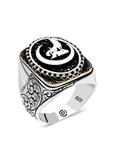 Gümüş Hilal Bozkurt Oval Erkek Yüzük (551187179)