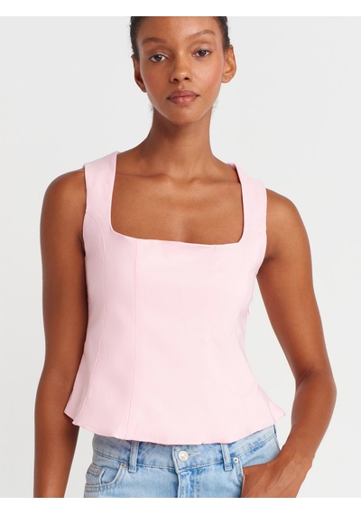 Dilvin 50860 Peplum Korse Top-toz Pembe Toz Pembe