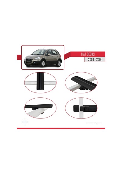Fiat Sedici 2006-2013 Arası İle Uyumlu Basic Model Ara Atkı Tavan Barı Siyah 3 Adet