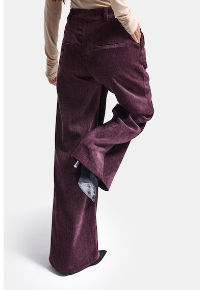 Kadın Bordo W6-52 Straight Crop Pürüzsüz Velvet Kadife Kumaş Pantolon