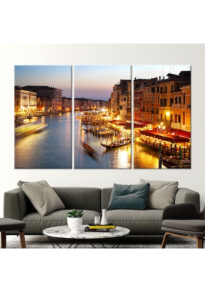 120x150cm 3 Parçalı Kanvas Tablo, Grand Canal Duvar Dekoru
