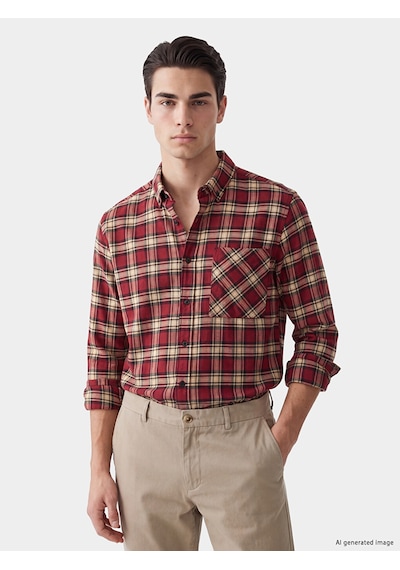 Lcw Eco Kırmızı Regular Fit Ekose Erkek Gömlek Ceket