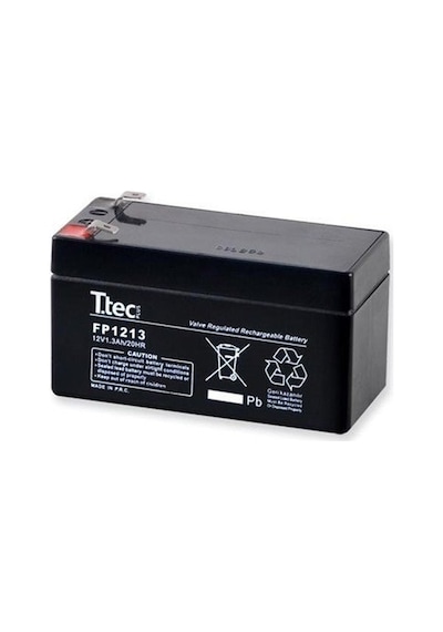 12 Volt 1.3 Amper Akü T.tec 97x43x51