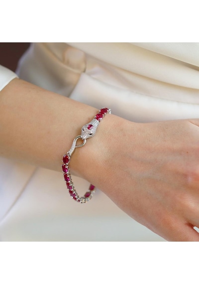 Sky Red Colleciton Serpent Yakut Creatif Gümüş Bileklik Gümüş