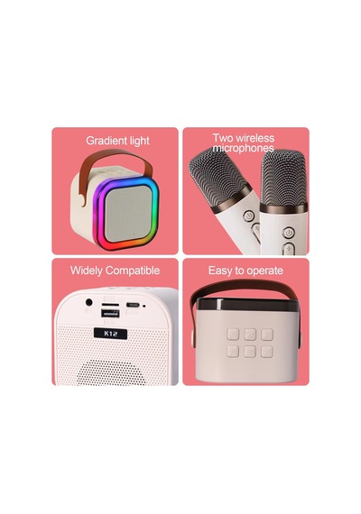 Çocuklar İçin Karaoke Makinesi, Çocuklar Karaoke Makinesi Kız Ve Erkek Çocuklar İçin Hediyeler Aile Partisi, 2 Kablosuz Mikrofonlu Kızlar İçin Çocuk Karaoke Makinesi, Mini Taşınabilir