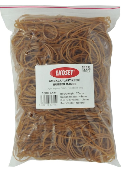 Ekoset Kauçuk Paket Ambalaj Para Lastiği 70'Lik 1000 Adet 70Mm