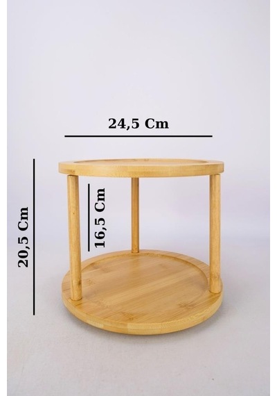 Digithome Bambu 2 Katlı 360 Döner Standlı Servis Ve Sunum Tepsisi Kahverengi A/10 C1-1-289