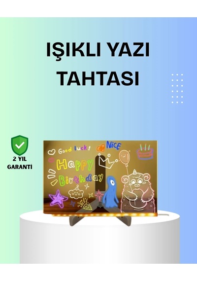 Yaratıcı Çizim Ve Mesajlar İçin Led Işıklı Renkli Tahta Sarı