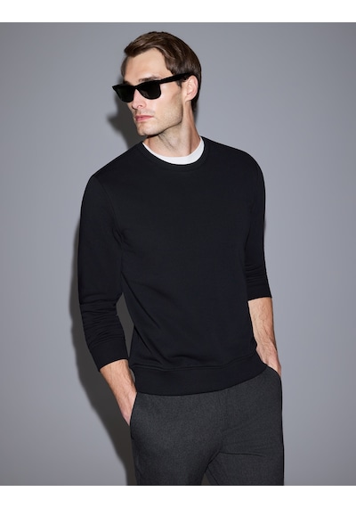 Pierre Cardin Siyah Regular Fit Basic Sweatshirt 50334023-vr046