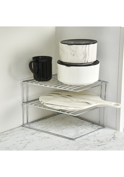Köşe Tabaklık Rafı - Krom Metal 25 X 25 Ekru Tr Diğer