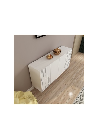 Alben 120 Cm Konsol, Tv Ünitesi, Çok Amaçlı Dolap Beyaz-gümüş Beyaz-gümüş