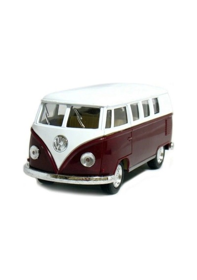 1:32 Ölçek Metal Çek Bırak Nostaljik Volkswagen T1 Minibüs Vosvos Oyuncak Araba - Bordo 13 Cm