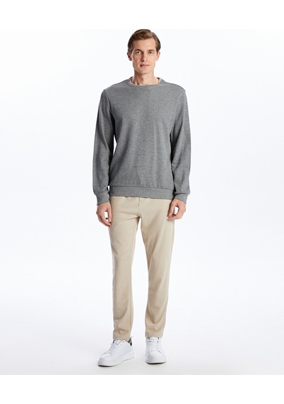 Lcwaıkıkı Classic Gri Bisiklet Yaka Uzun Kollu Erkek Sweatshirt