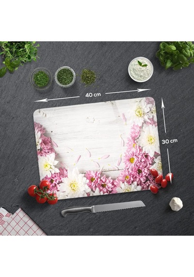 Tr Pembe Kasımpatı Cam Kesme Tahtası 30cm X 40cm Genel