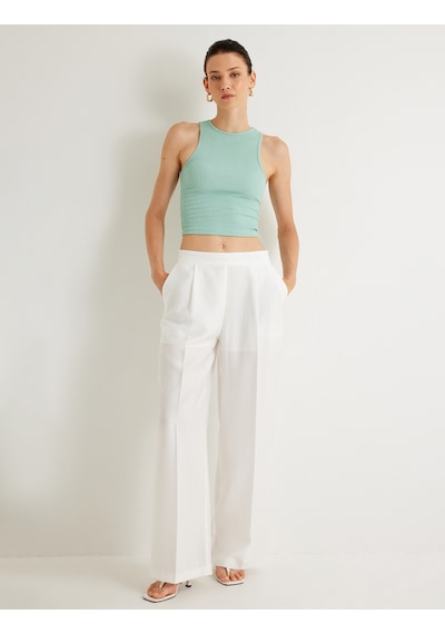 Koton Koton X Melis Ağazat - Basic Halter Yaka Atlet Dokulu Yeşil 4sak10860ek Yeşil