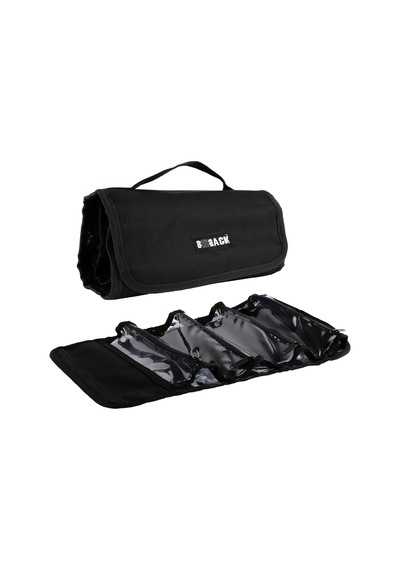 Multi Kalem Kutusu 4 Şeffaf Fermuarlı Bölüm Roll Case Siyah Siyah