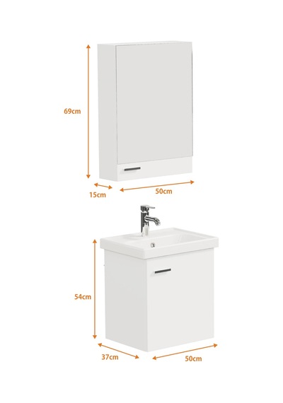 Aqua Bagno Basic Alt Dolap + Üst Dolap -lavabo Dahil-beyaz ,50 Cm. 3 Parça Beyaz Aqua Bagno Basic Alt Dolap + Üst Dolap -lavabo Dahil-beyaz ,50 Cm. 3 Parça Beyaz