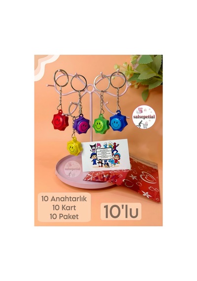 10 Lu Emoji Anahtarlık Hediyelik Hediye Paketli Notlu Emoji Anahtarlık Karne Hediyesi Karne Günü 10 Lu