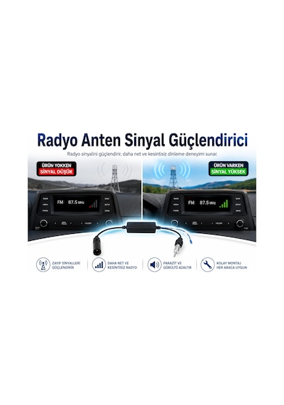 Araç Radyo Anten Güçlendirici - Xca-11 - Araç Radyo Anteni Sinyal Güçlendirici - Teyp Anten Sinyal G
