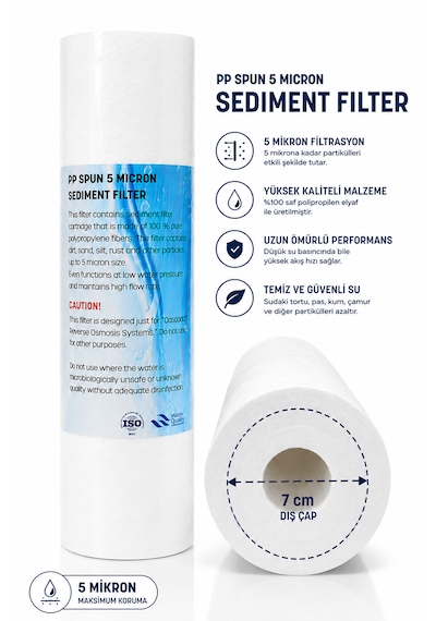 10'' 5 Micron Sediment Filtre Kalınlaştırılmış Uzun Ömürlü Sediment