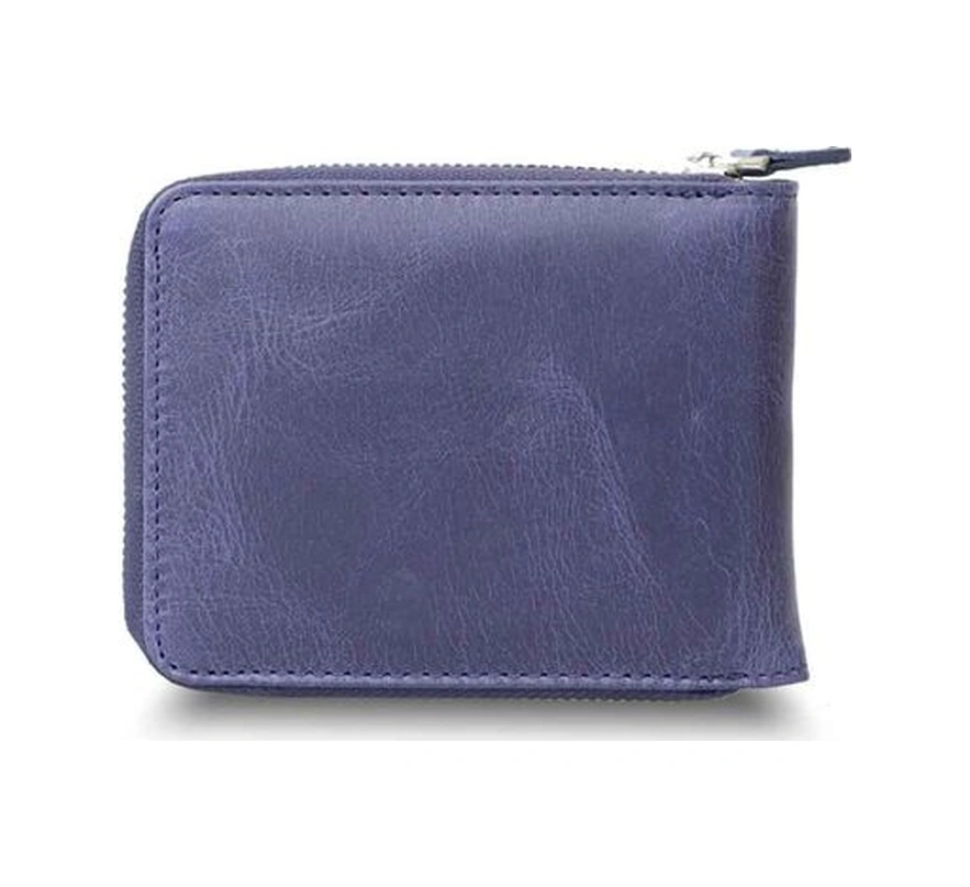 Guard Antique Navy Blue Zipper Horizontal Mini Leather Wallet Çok Renkli