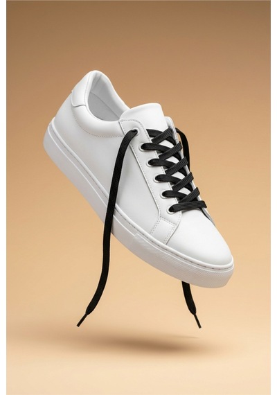 Last İcon Siyah Renk Yassı Örgü Ayakkabı Bağcığı Spor Sneaker Uyumlu Siyah